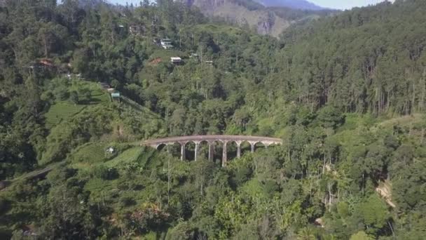 Aerial Rekolekcje Górzystego Dziewięciu Arch Most Sri Lance — Wideo stockowe