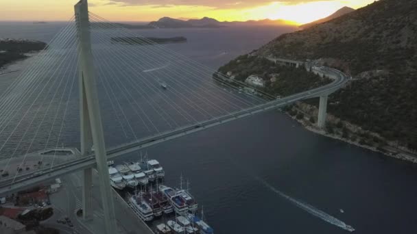 Pont Haubans Franjo Tudman Dubrovnik Croatie Coucher Soleil — Video