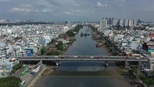 Drón Repülés Mentén Kenh Csatorna Minh Város Vietnam Napsütéses Délután — Stock videók