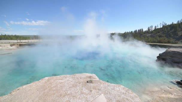 Stoombad Boven Mineral Thermal Hot Spring Pool Yellowstone National Park — Stockvideo