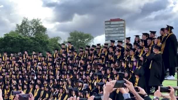 Slow Motion Shot Unam Students Celebrating Graduation — Stock Video