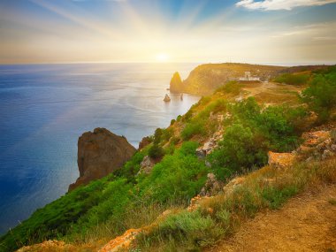 Cape Fiolent sahilde. Crimea