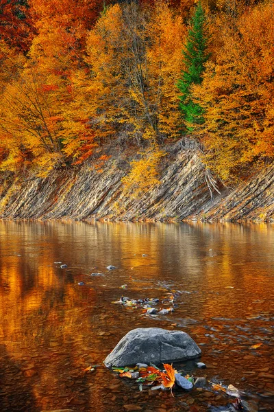 透明な山湖の秋 — ストック写真