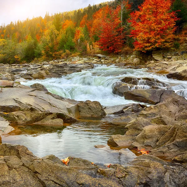 Uitzicht op de rivier berg herfst tijde — Stockfoto