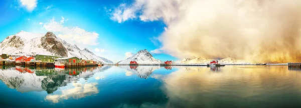 Fabulosa Vista Panorámica Del Pueblo Ramberg Puerto Amanecer Destino Viaje — Foto de Stock