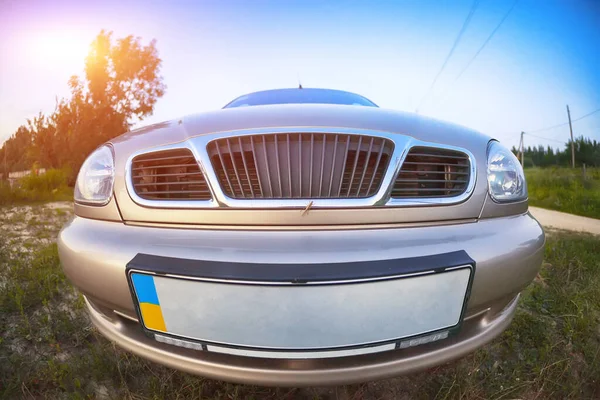 Front Side View Car Nature Background Fisheye Shoot — Stock Photo, Image