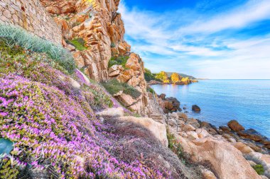 Popüler seyahat merkezi Costa Paradiso 'nun göz kamaştırıcı manzarası. Akdeniz 'in pitoresk manzarası. Konum: Costa Paradiso, Sassari ili, Sardunya, İtalya, Avrupa