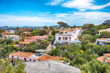 Porto Rafael tatil köyünün büyüleyici manzarası. Akdeniz 'in resimli deniz manzarası. Konum: Porto Rafael, Olbia Tempio ili, Sardunya, İtalya, Avrupa