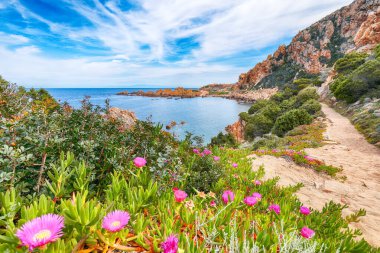 Popüler seyahat merkezi Costa Paradiso 'nun muhteşem manzarası. Akdeniz 'in pitoresk manzarası. Konum: Costa Paradiso, Sassari ili, Sardunya, İtalya, Avrupa