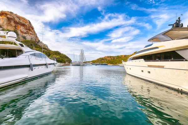 Splendid View Poltu Quatu Port Bay Luxury Yachts Costa Smeralda — Stock Photo, Image