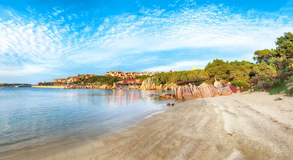 Vista Deslumbrante Porto Cervo Pôr Sol Destino Turístico Popular Mar — Fotografia de Stock
