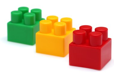 Odak noktası, yeşil ve sarı kırmızı lego parça değil odakta