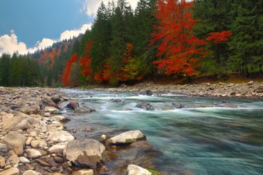 Sonbaharda dağ nehri