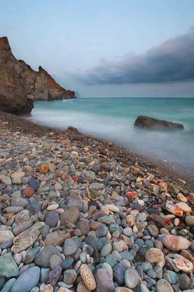 Beach sea and mountains on a long exposure — 스톡 사진