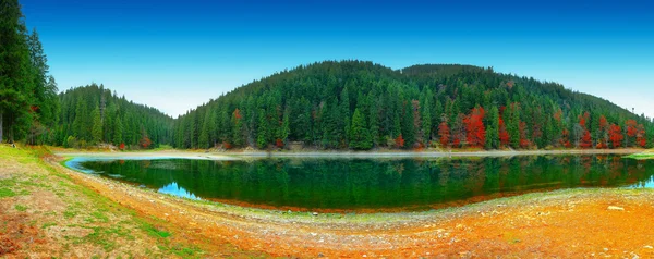 Pittoresco lago nella foresta autunnale — Foto Stock