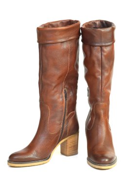 kadın kahverengi deri ayakkabı