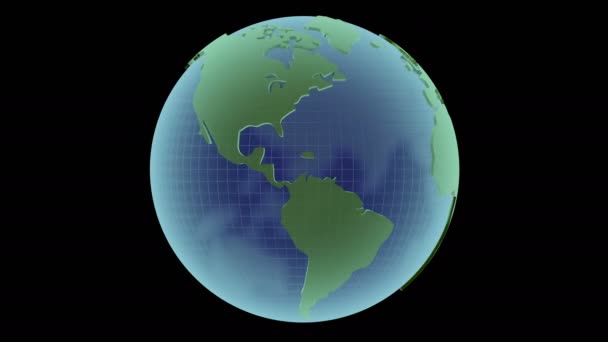 Παγκόσμια Διαφανή Οθόνη Globe Περιστροφή Διαφανές Φόντο Loop Animation — Αρχείο Βίντεο