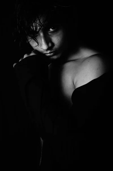 Dark portrait of handsome man , Tall, Dark and Handsome , black and white , Vastav Kharat