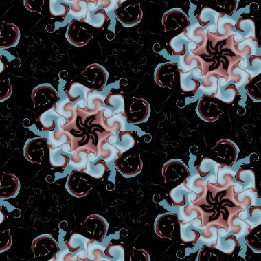 Kusursuz soyut motifler arkaplan tasarımı, kumaş, kapak fotoğrafı, web sitesi, mandala dekorasyonu, retro, vintage, trend, 3d illüstrasyon, barok