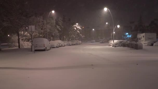 Tres Cantos Madri Espanha Janeiro 2021 Uma Grande Tempestade Neve — Vídeo de Stock