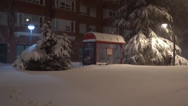 Tres Cantos Madri Espanha Janeiro 2021 Uma Grande Tempestade Neve — Vídeo de Stock