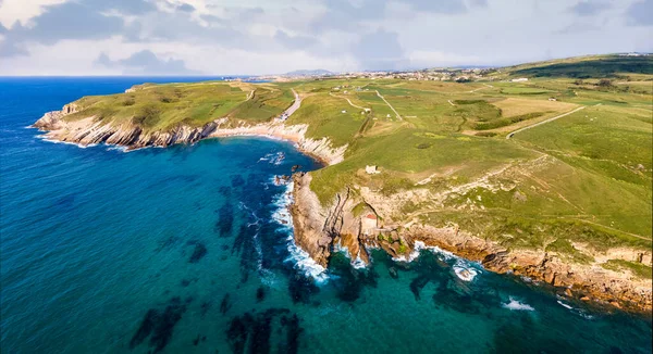 Vista Aérea Panorámica Costa Norte España Cantabria —  Fotos de Stock