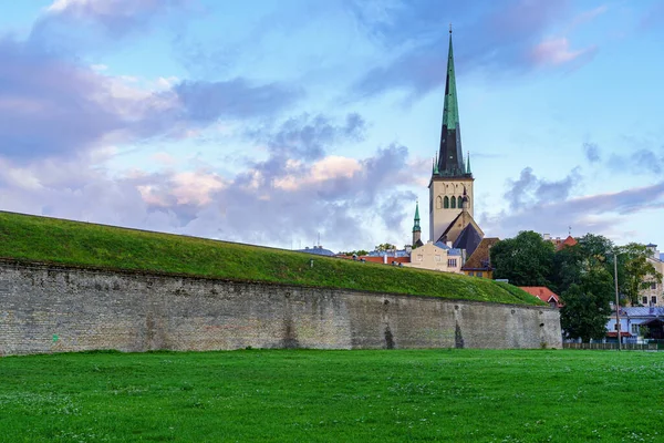 Chiesa Cattedrale Medievale Accanto Muro Pietra Tallinn Estonia — Foto Stock