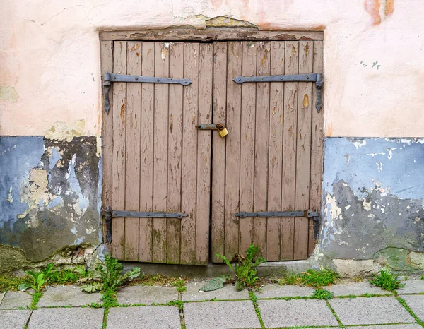 Très Vieille Porte Bois Avec Apparence Être Abandonné — Photo