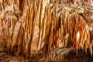 Stalagics and stalagmites in one of the most impressive caves in Europe, Postojna Caves, Slovenia