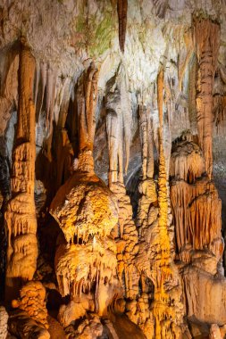 Stalagics and stalagmites in one of the most impressive caves in Europe, Postojna Caves, Slovenia