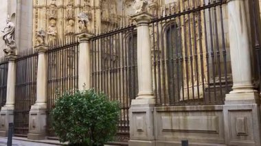 Toledo, İspanya 'nın etkileyici katedralinin yan cephesine giriş kapısı.