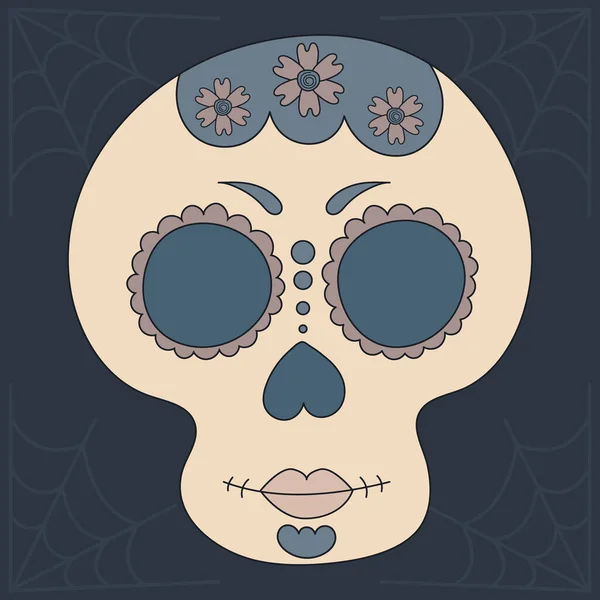 Crâne Décoré Fleurs Motifs Pour Les Fêtes Traditionnelles Mexicaines Jour Illustration De Stock