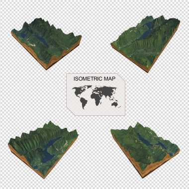 Beyaz arkaplan üzerindeki bilgi için Isometric harita sanal arazi 3d.