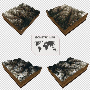 Beyaz arkaplan üzerindeki bilgi için Isometric harita sanal arazi 3d.