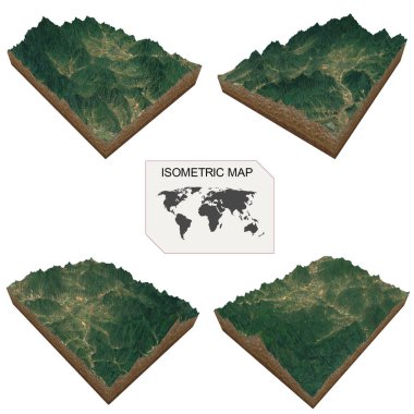 Beyaz arkaplan üzerindeki bilgi için Isometric harita sanal arazi 3d.