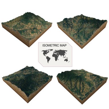 Beyaz arkaplan üzerindeki bilgi için Isometric harita sanal arazi 3d.