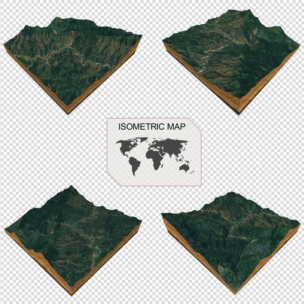 Beyaz arkaplan üzerindeki bilgi için Isometric harita sanal arazi 3d.