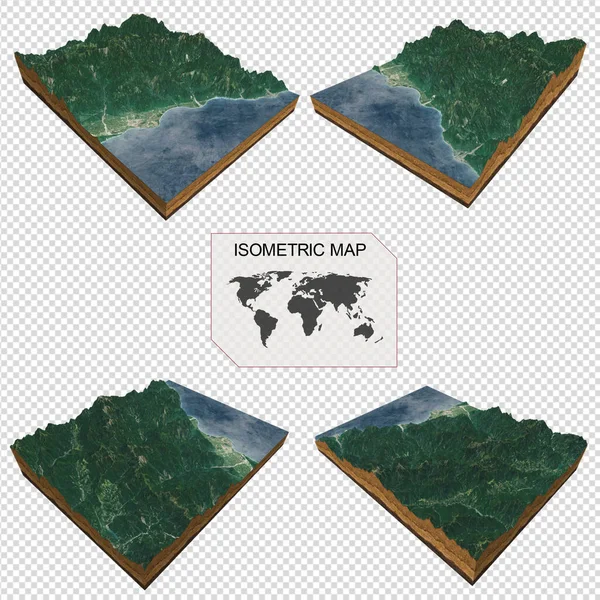 Beyaz arkaplan üzerindeki bilgi için Isometric harita sanal arazi 3d.