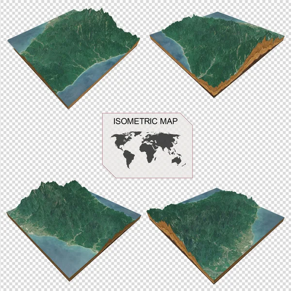 Beyaz arkaplan üzerindeki bilgi için Isometric harita sanal arazi 3d.