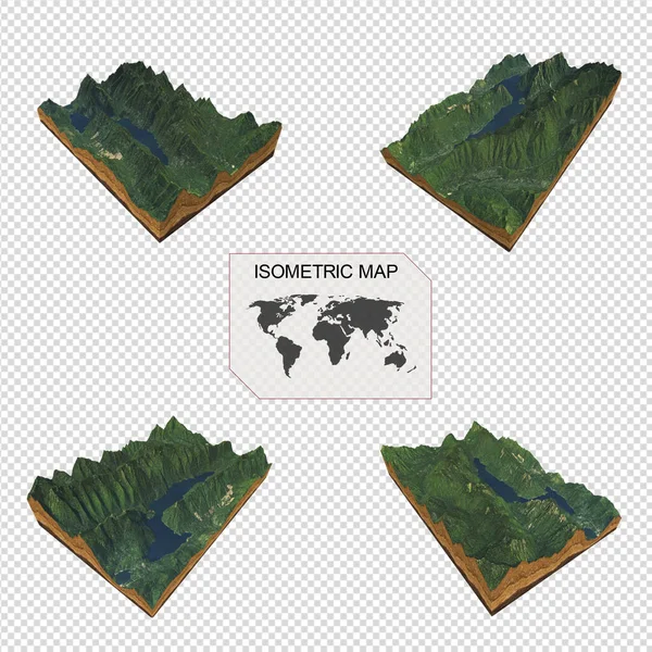 Beyaz arkaplan üzerindeki bilgi için Isometric harita sanal arazi 3d.
