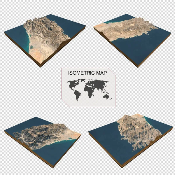 Isometric map virtual terrain 3d for infographic on white background.