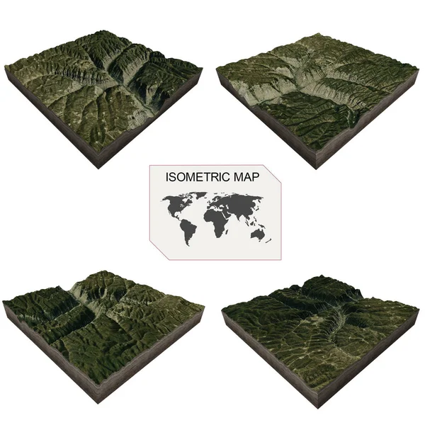 Beyaz arkaplan üzerindeki bilgi için Isometric harita sanal arazi 3d.