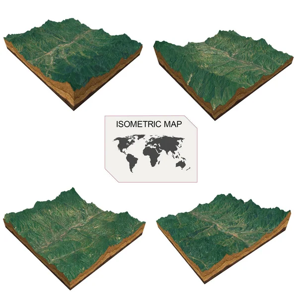 Beyaz arkaplan üzerindeki bilgi için Isometric harita sanal arazi 3d.