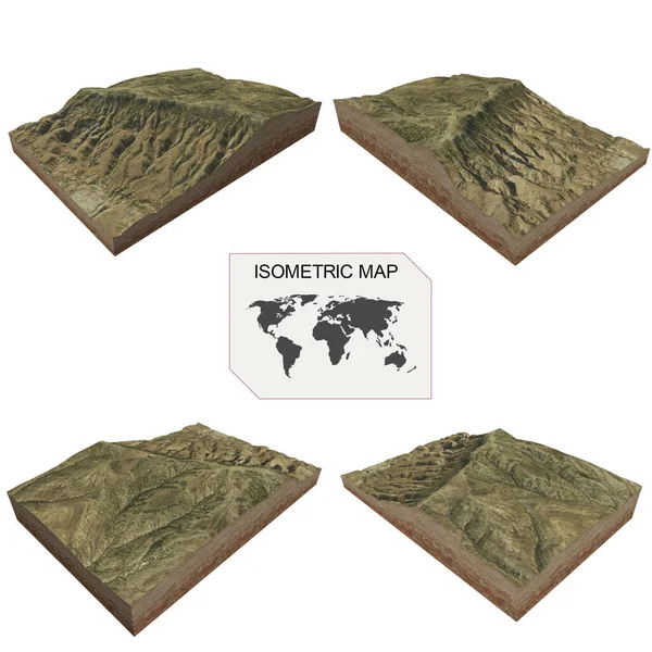 Beyaz arkaplan üzerindeki bilgi için Isometric harita sanal arazi 3d.