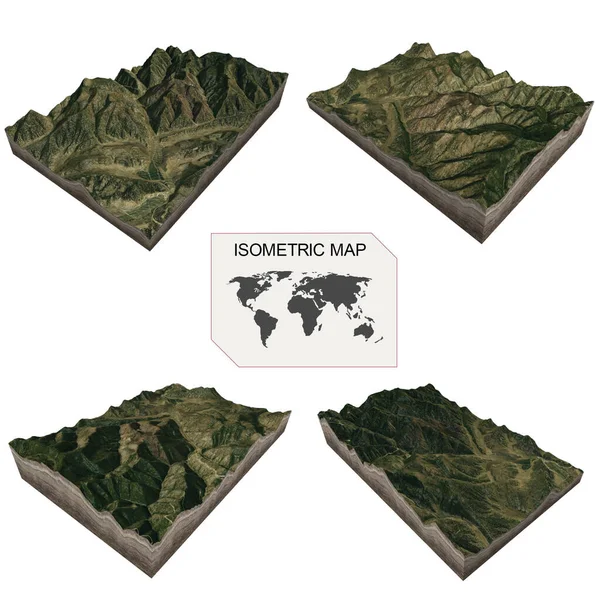 Beyaz arkaplan üzerindeki bilgi için Isometric harita sanal arazi 3d.