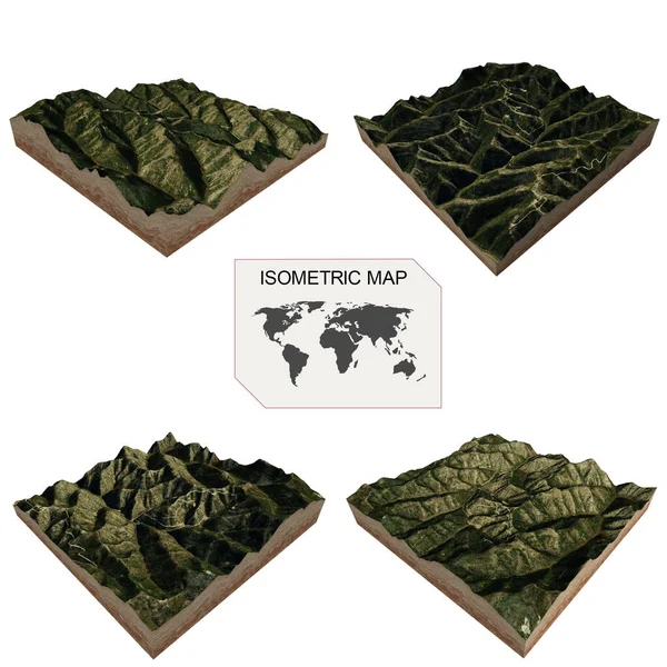 Beyaz arkaplan üzerindeki bilgi için Isometric harita sanal arazi 3d.
