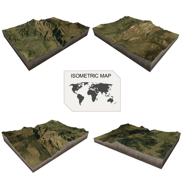 Beyaz arkaplan üzerindeki bilgi için Isometric harita sanal arazi 3d.