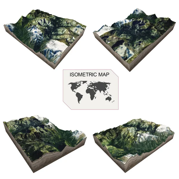 Beyaz arkaplan üzerindeki bilgi için Isometric harita sanal arazi 3d.