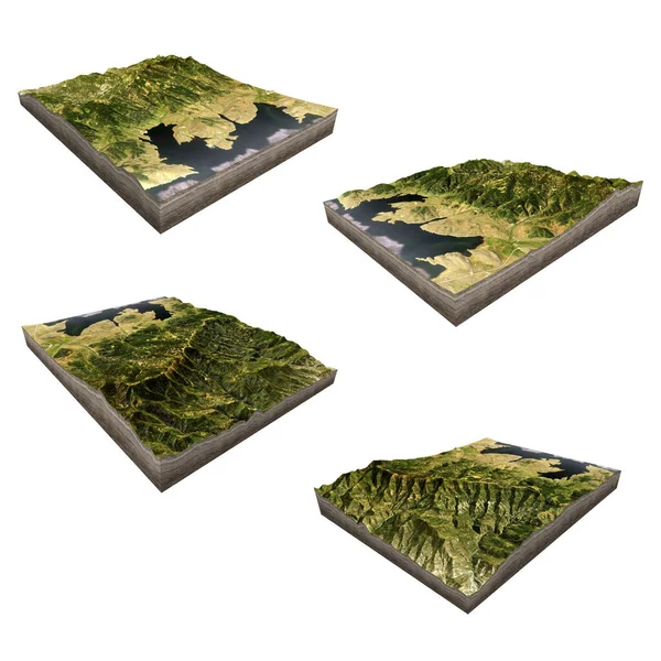 Beyaz arkaplan üzerindeki bilgi için Isometric harita sanal arazi 3d.