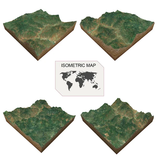 Beyaz arkaplan üzerindeki bilgi için Isometric harita sanal arazi 3d.